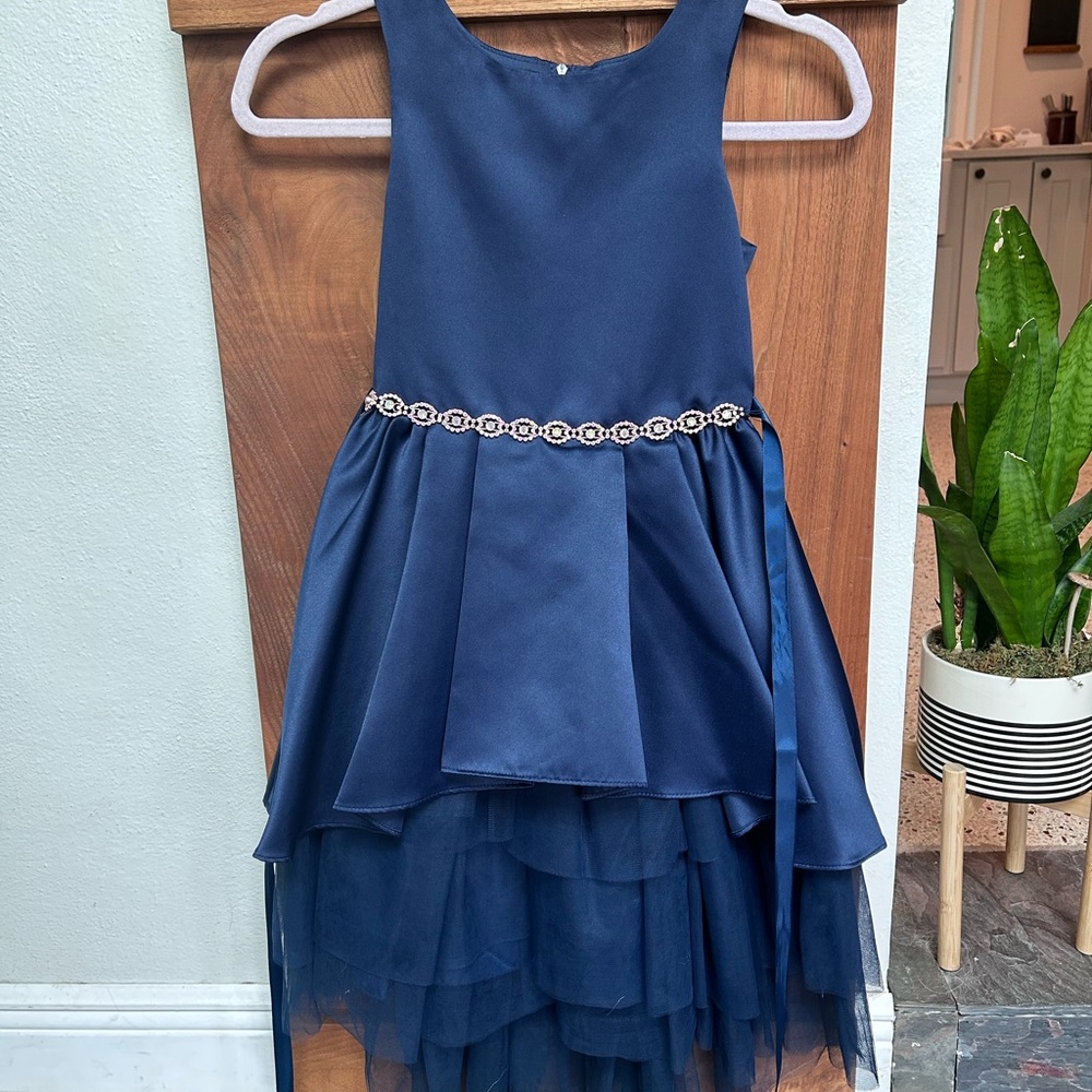 Rare Editions Navy Dress with Sparkling Belt